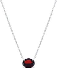 SIMONA Sterling Silver Oval Semiprecious Stone Pendant Necklace