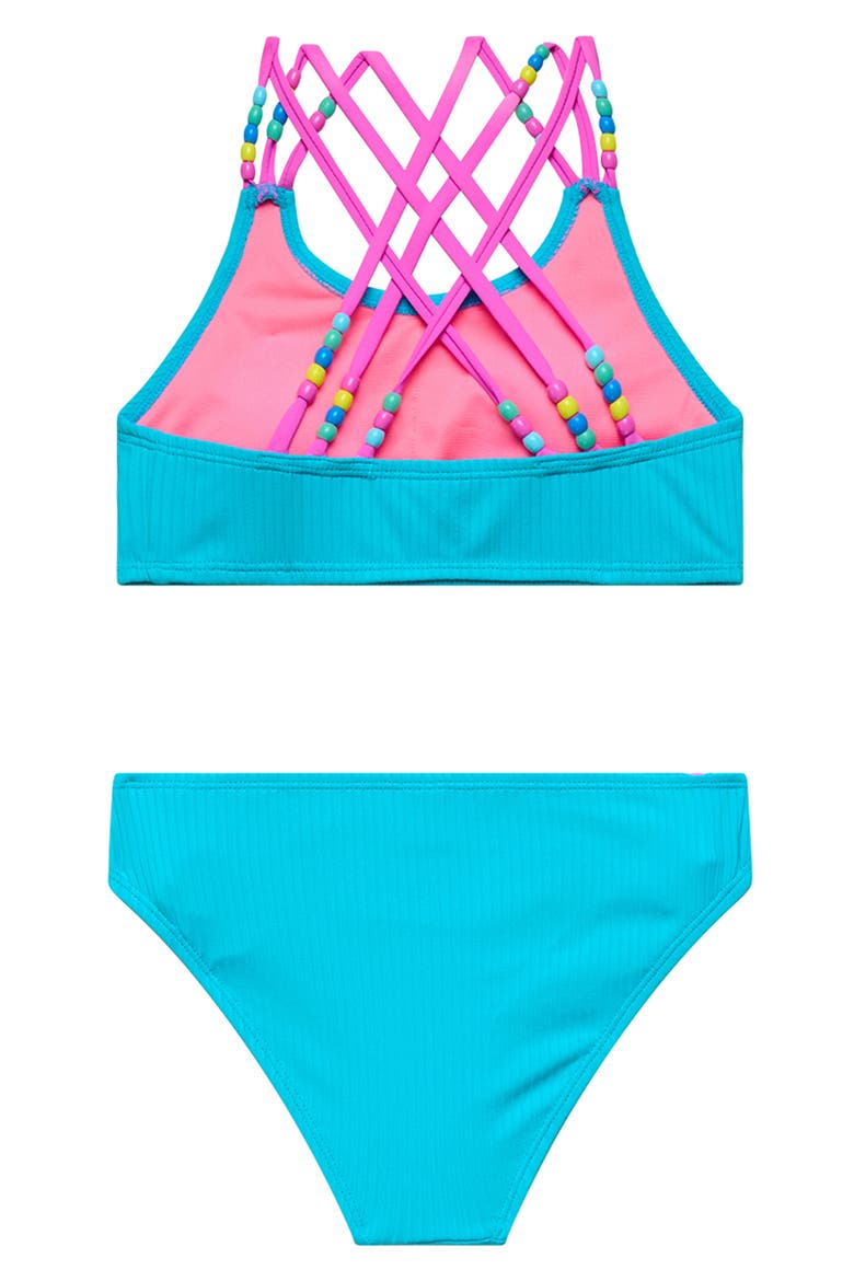 Kids' Beaded Strappy Two-Piece Swimsuit, Alternate, color, POOL PARTY