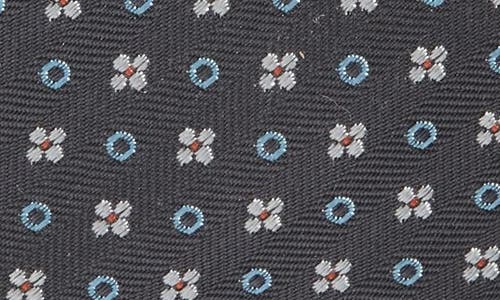 Hugo Boss Boss Floral Herringbone Silk Blend Tie In Dark Grey