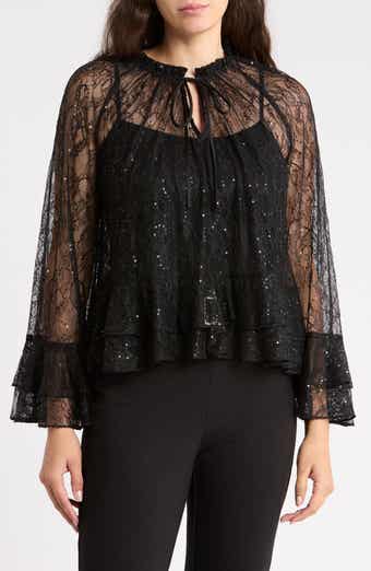 Sequin Lace Ruffle Top