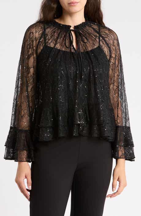 Sequin Lace Ruffle Top