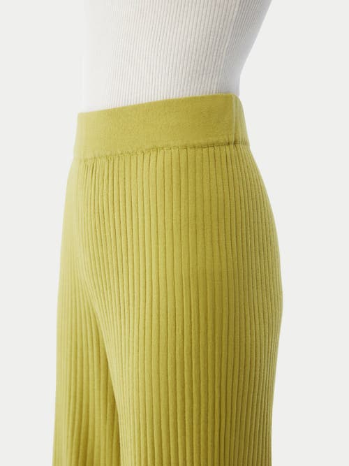 Gobi Mongolian Cashmere Rib-knit Silk Cashmere Blend Pants In Dark Citron
