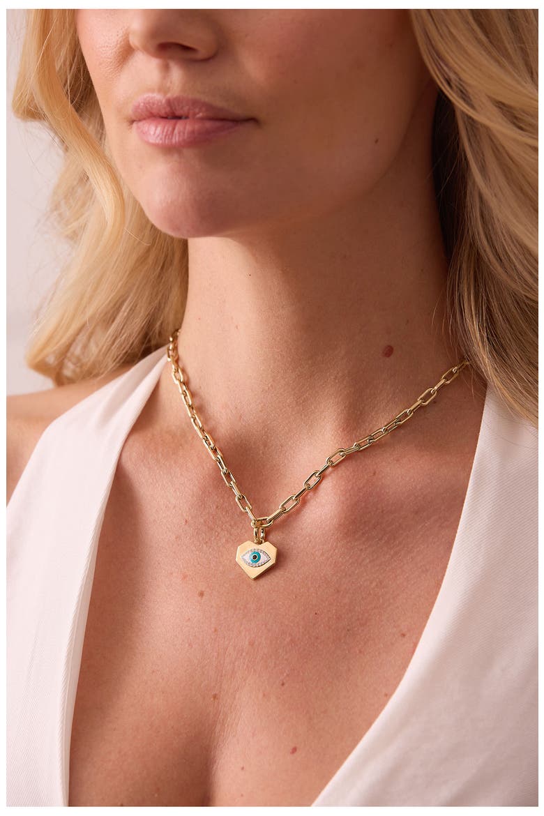 Diamond Evil Eye Charm, Alternate, color, YELLOW GOLD