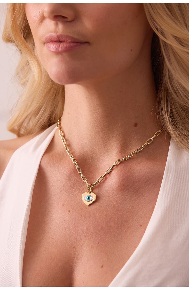 Sara Weinstock Diamond Evil Eye Charm, Alternate, color, Yellow Gold