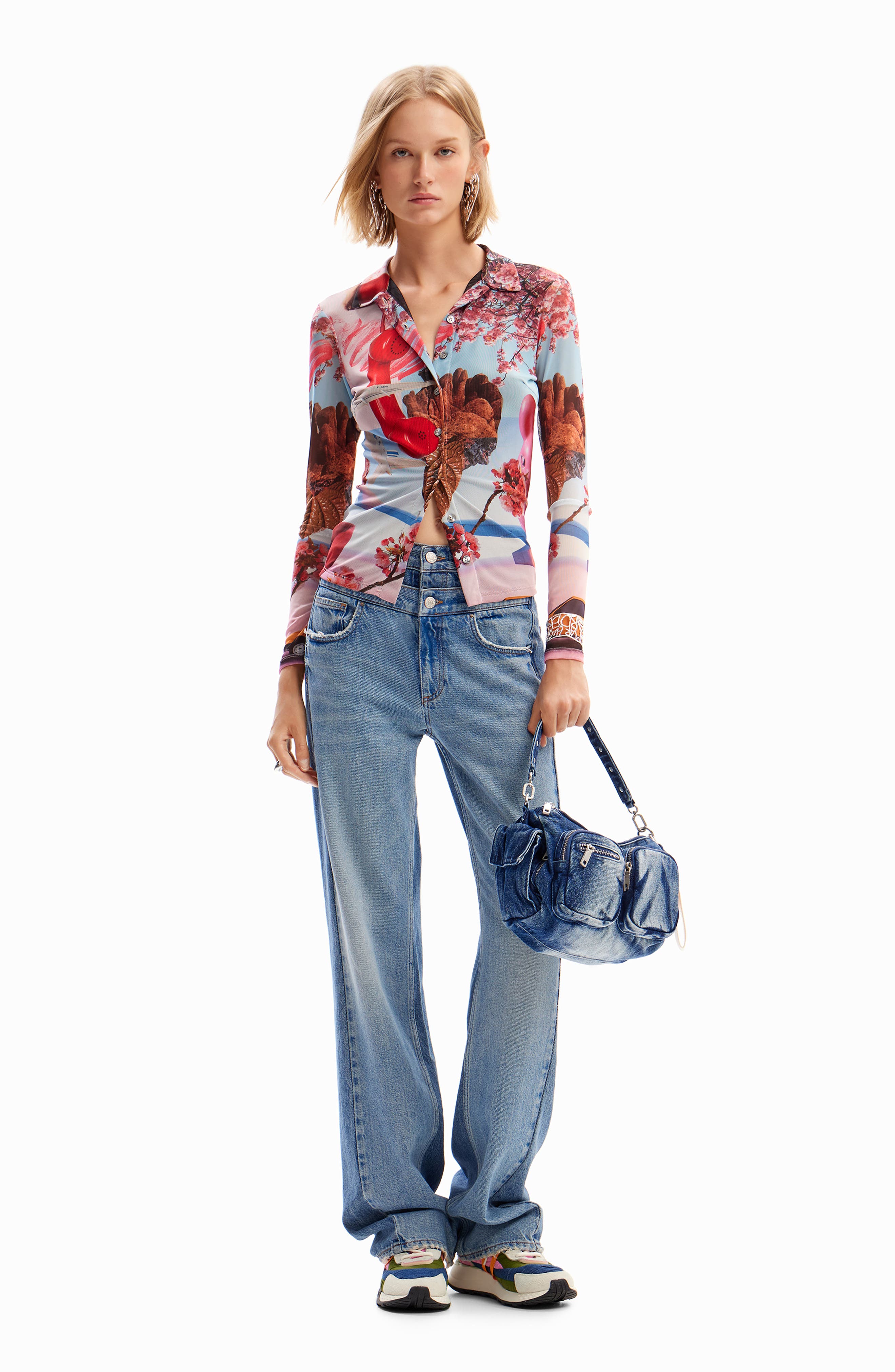 Desigual Denim Shoulder Bag, Alternate, color, 