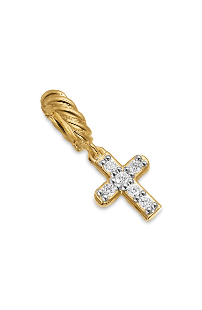 David Yurman Micro Pavé Cross Enhancer in 18K Yellow Gold with Diamonds, 8mm, Main, color, Diamond