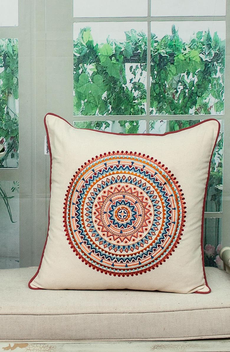 PARKLAND COLLECTION Glibo Embroidered Throw Pillow, Alternate, color, Beige