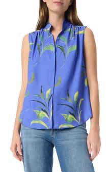 DO by Dee Ocleppo Jade Leaf Print Sleeveless Button-Up Top