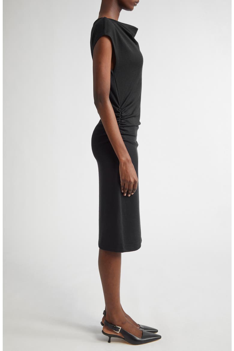 Cowl Neck Side Ruched Knit Dress, Alternate, color, BLACK