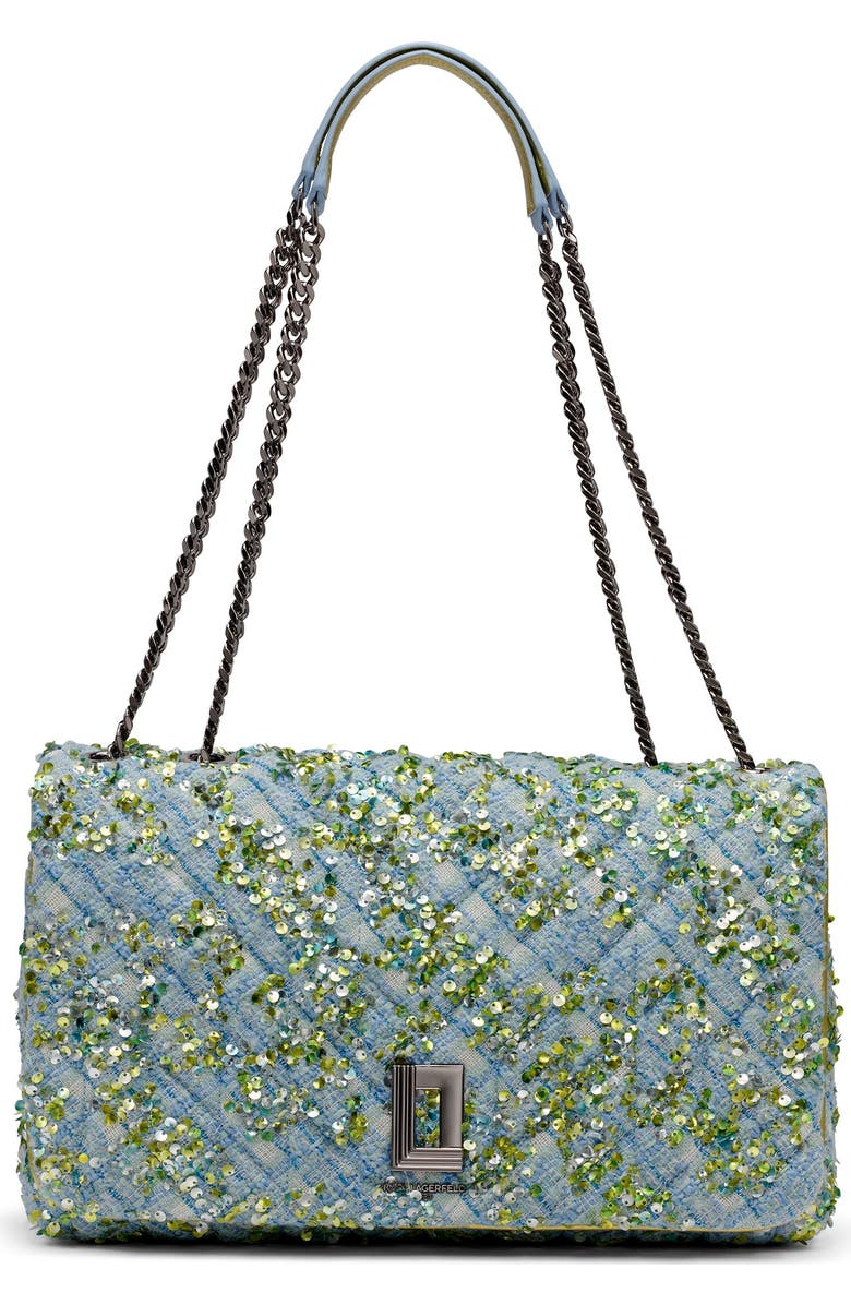 KARL LAGERFELD PARIS Lafayette Shoulder, Main, color, Blue Aura Sequin