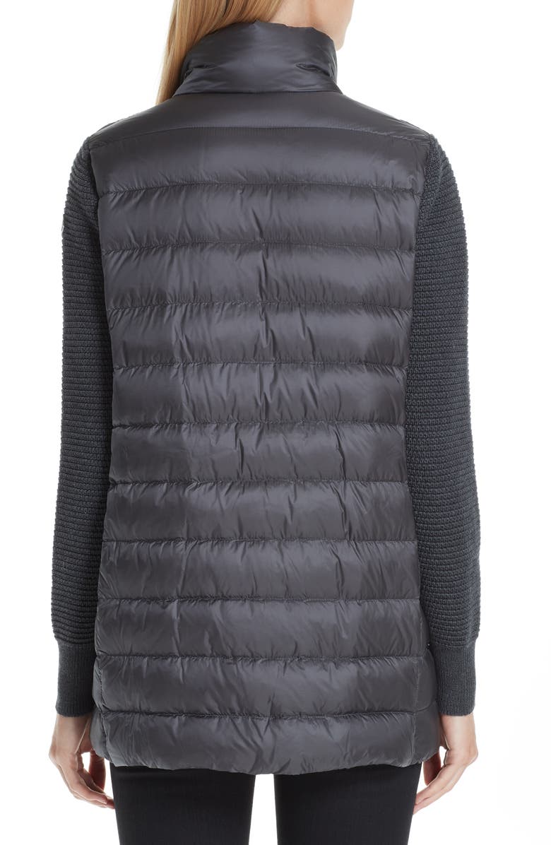 Moncler Quilted Down & Knit Cardigan, Alternate, color, 