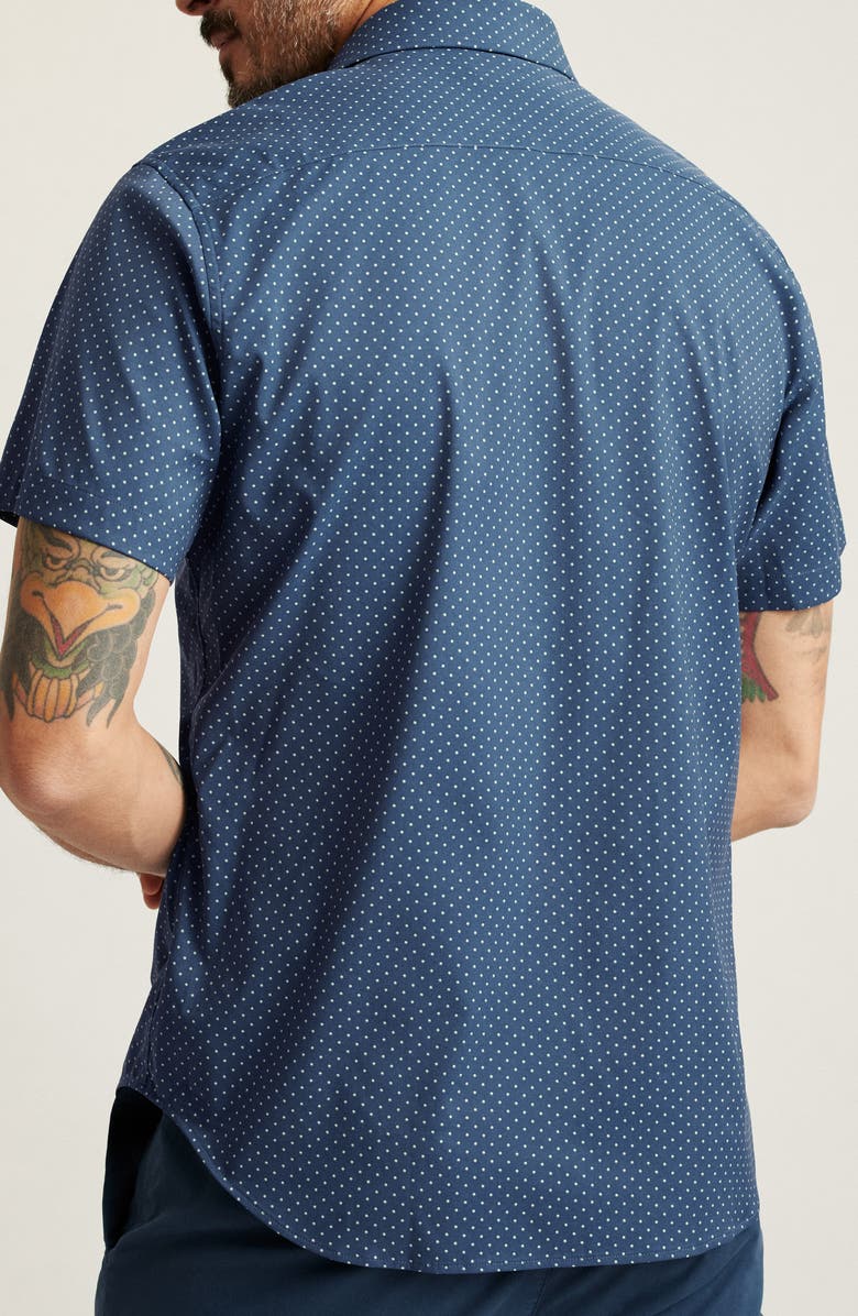 Bonobos Tech Slim Fit Dot Print Short Sleeve Performance Button-Up Shirt, Alternate, color,
