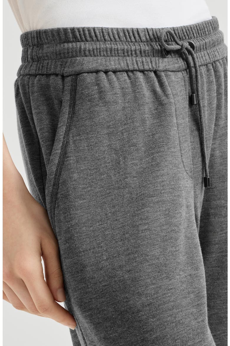 Cotton and silk interlock trousers with shiny pocket detail, Alternate, color, Dark Grey