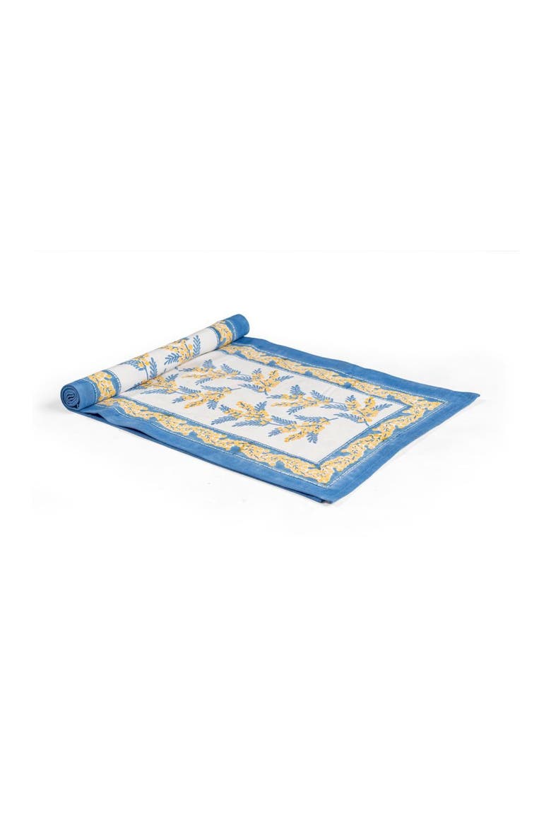 Mimosa Runner, Alternate, color, Blue, Yellow 16" x 90"