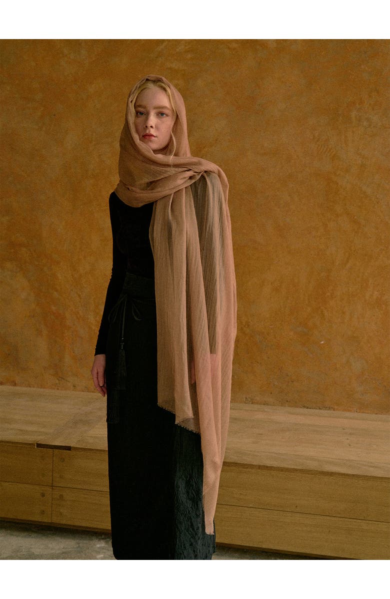 Lost Pattern "Featherlight" Oversized Cashmere Scarf, Alternate, color, Light Tan