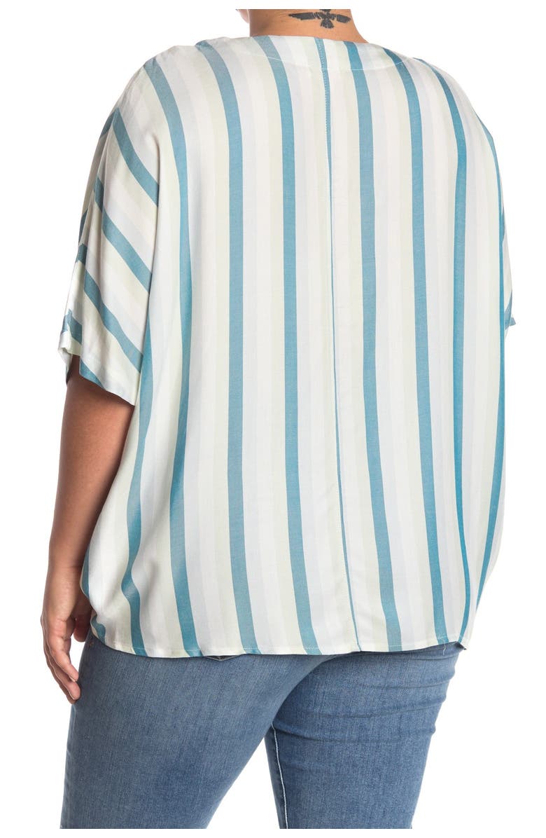 COMO VINTAGE Stripe Print Tie Front Button Down Shirt, Alternate, color, 