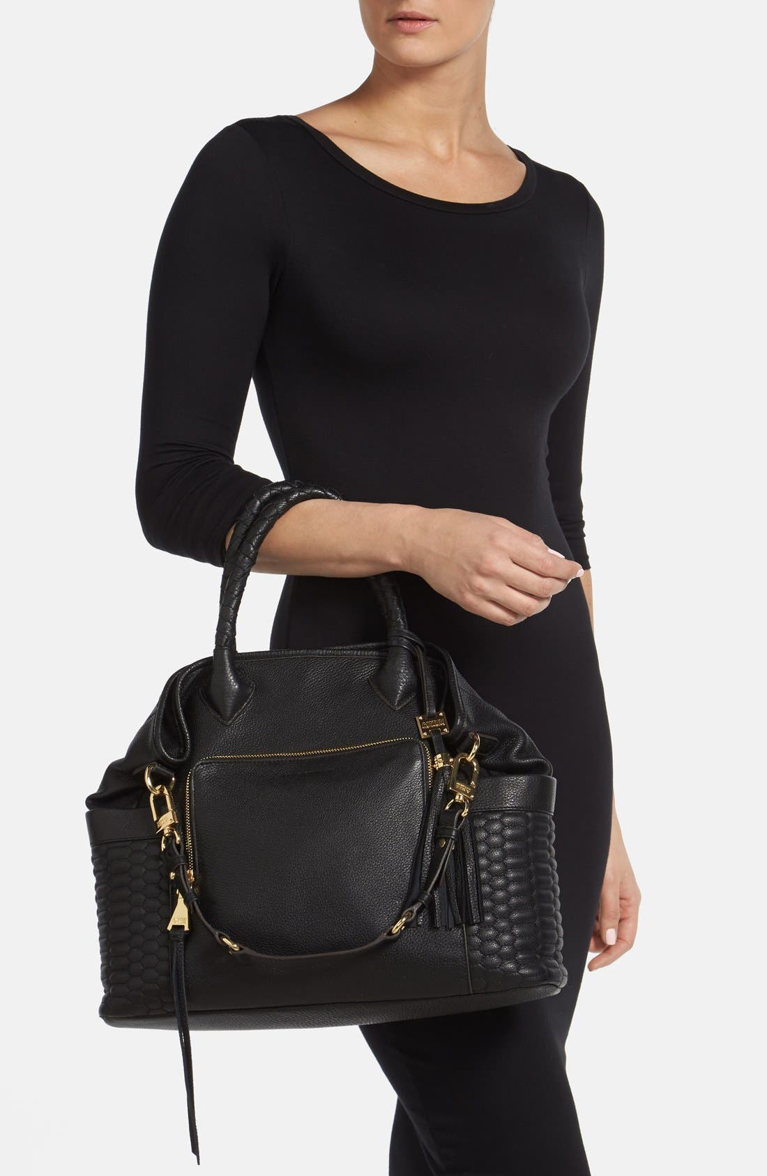 Kestenberg 'Maria' Convertible Shoulder Tote, Alternate, color, BLACK