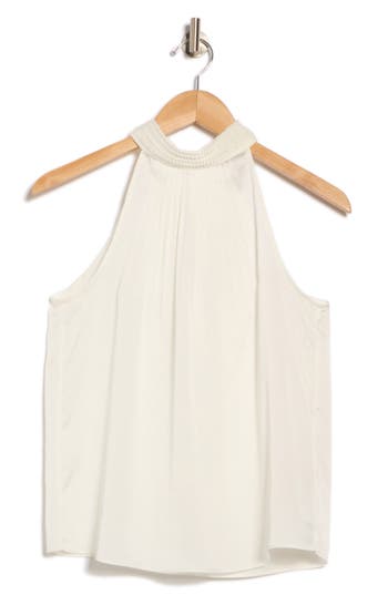 Catherine Malandrino Emboidered Collar Halter Top In White