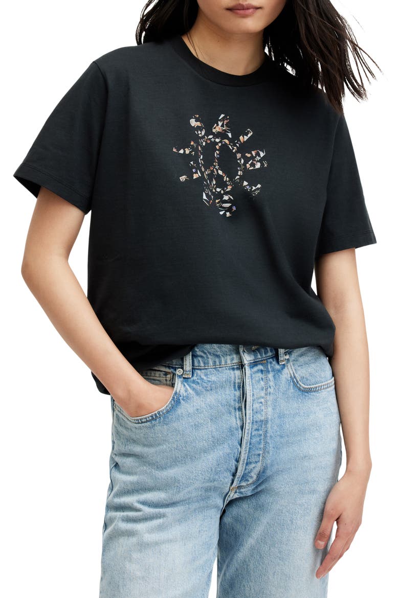 Pierra Oversize Cotton Graphic T-Shirt, Main, color, BLACK