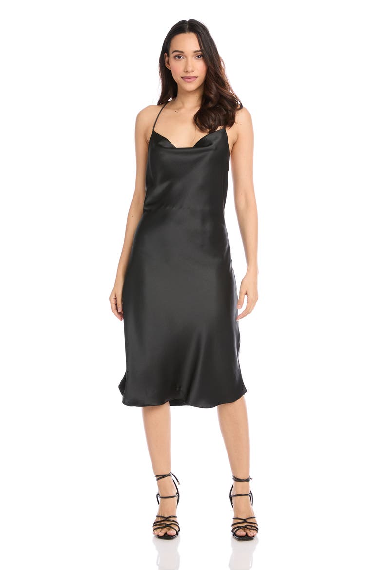 Bias Cut Cowl Neck Racerback Slipdress, Alternate, color, BLACK