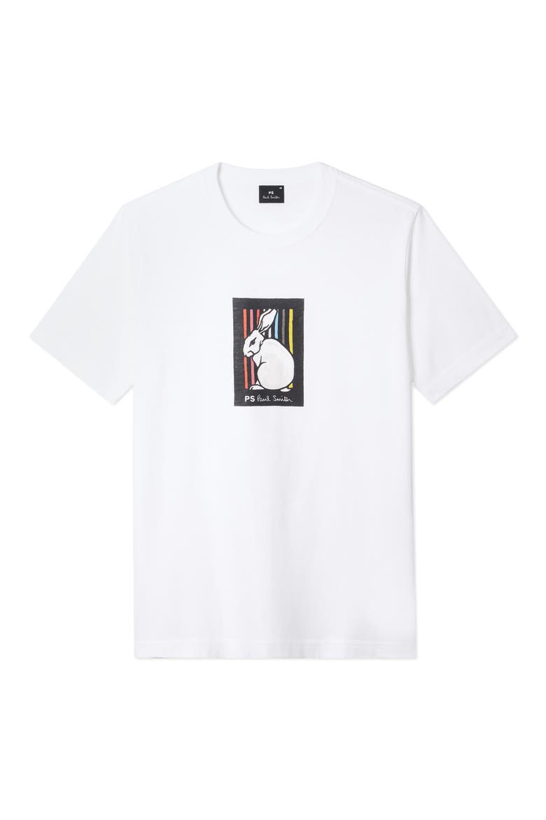 Regular Fit Rabbit Organic Cotton Graphic T-Shirt, Main, color, WHITE