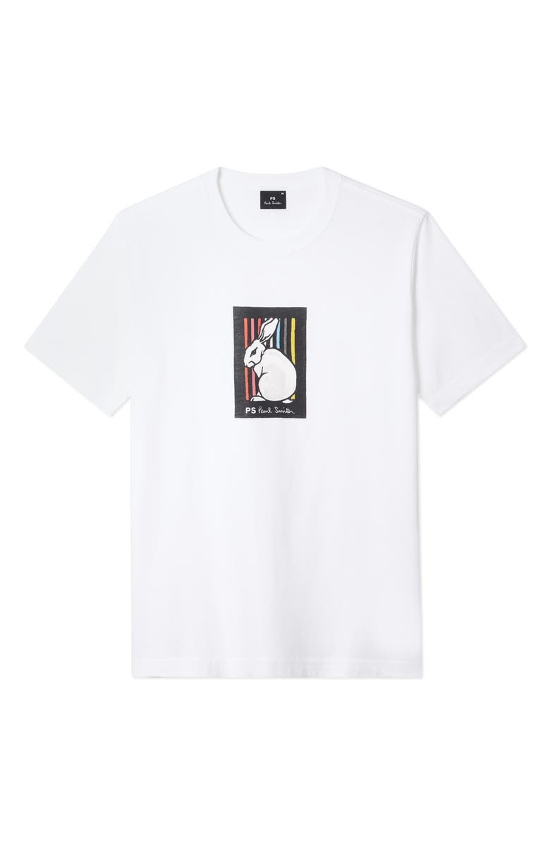 PS Paul Smith Regular Fit Rabbit Organic Cotton Graphic T-Shirt, Main, color, White