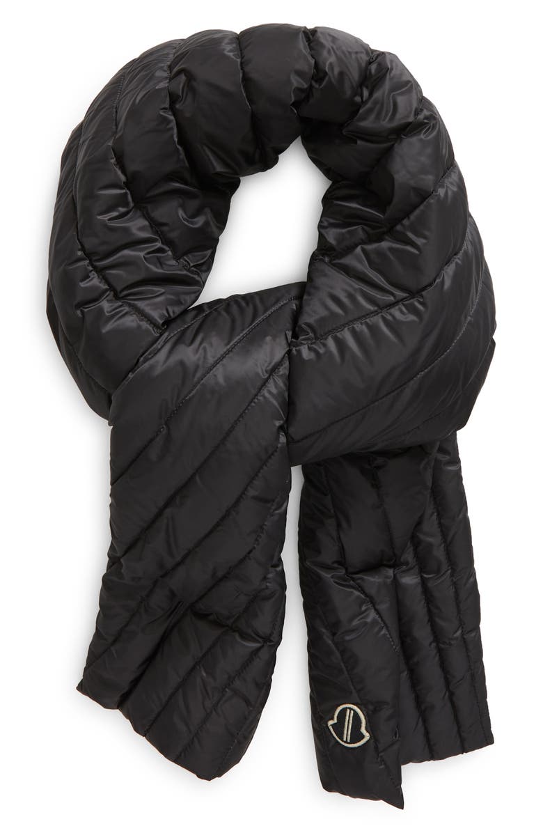 Rick Owens x Moncler Radiance Down Puffer Scarf, Alternate, color, Black