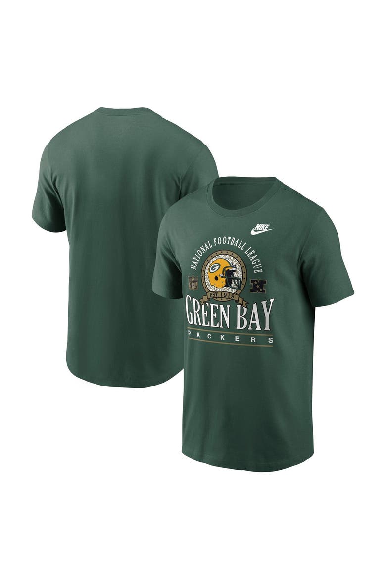 Men's Nike Green Green Bay Packers Rewind Team Spirit Essential Cotton T-Shirt, Alternate, color, Green