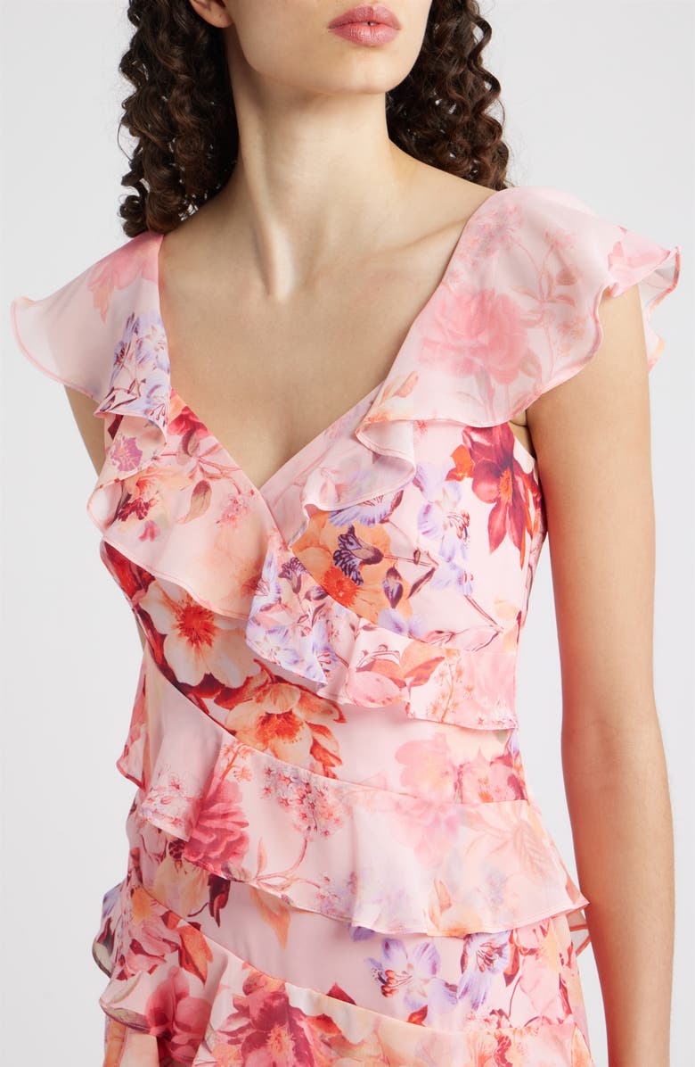 Eliza J Flutter Chiffon Maxi Dress, Alternate, color, Blush