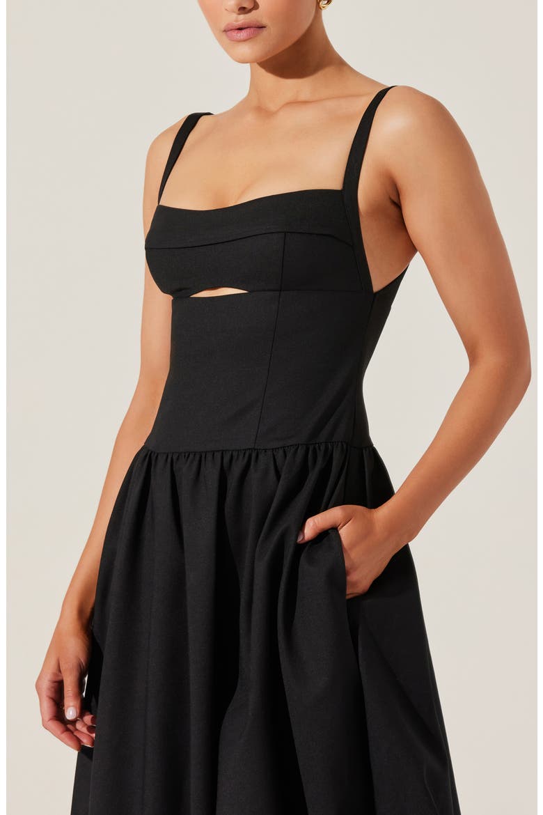 Jevi Sleeveless Bubble Midi Dress, Alternate, color, BLACK