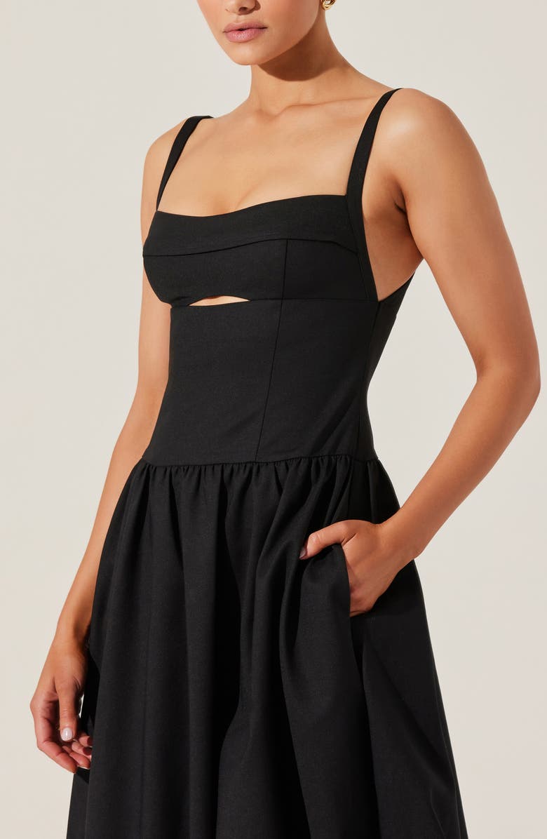 ASTR the Label Jevi Sleeveless Bubble Midi Dress, Alternate, color, Black