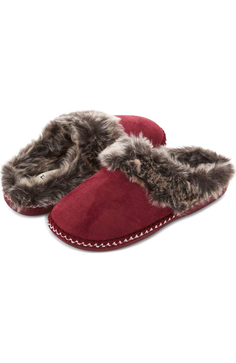 FLOOPI Indoor/Outdoor Faux Fur Lined Slipper, Main, color, Wine