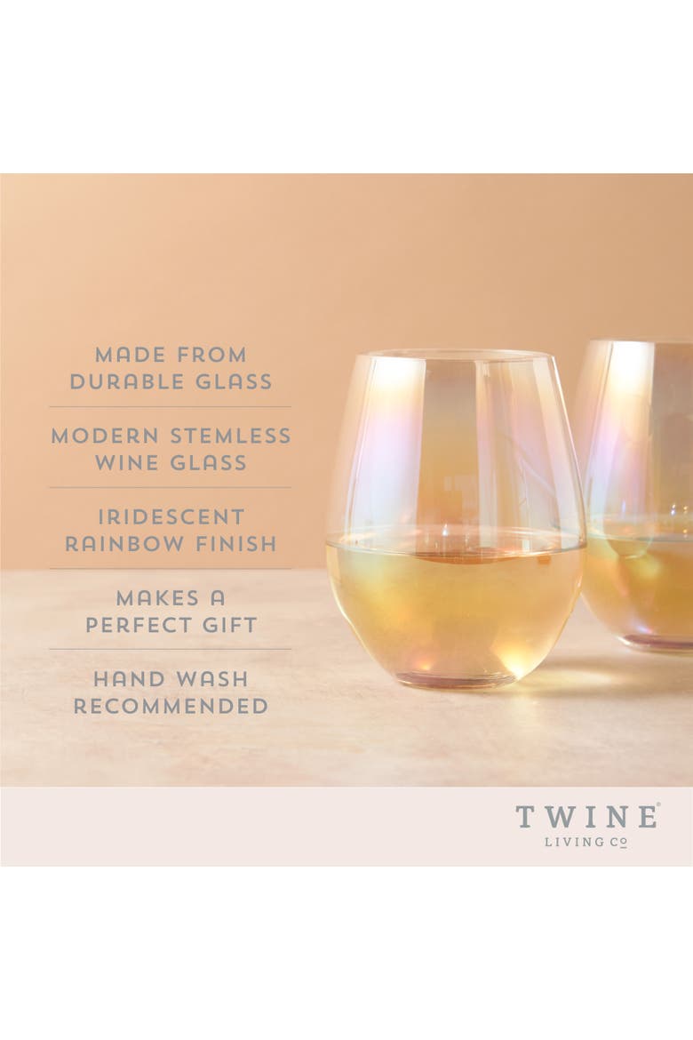 Luster Stemless Wine Glasses Set of 2, Alternate, color, Multicolor