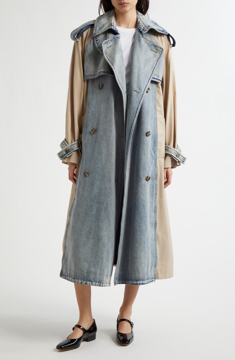 3.1 Phillip Lim Mixed Media Cotton Trench Coat, Main, color, 
