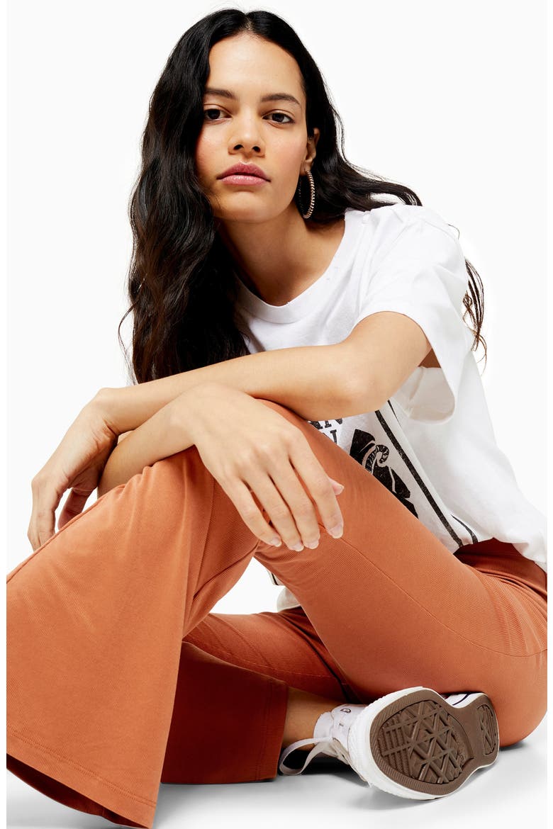 Cupro Knit Flare Pants, Alternate, color, ORANGE