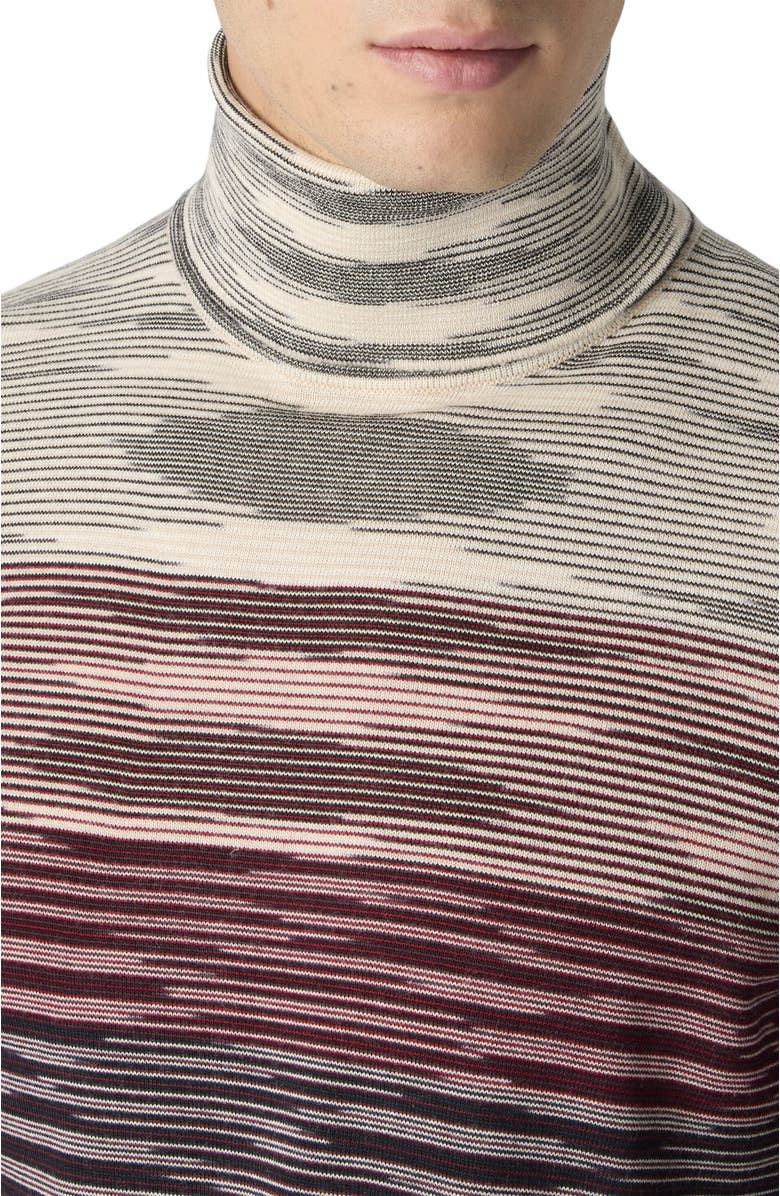 Missoni High-neck Sweater In All-over Flame Wool, Alternate, color, Beige & Burgundy
