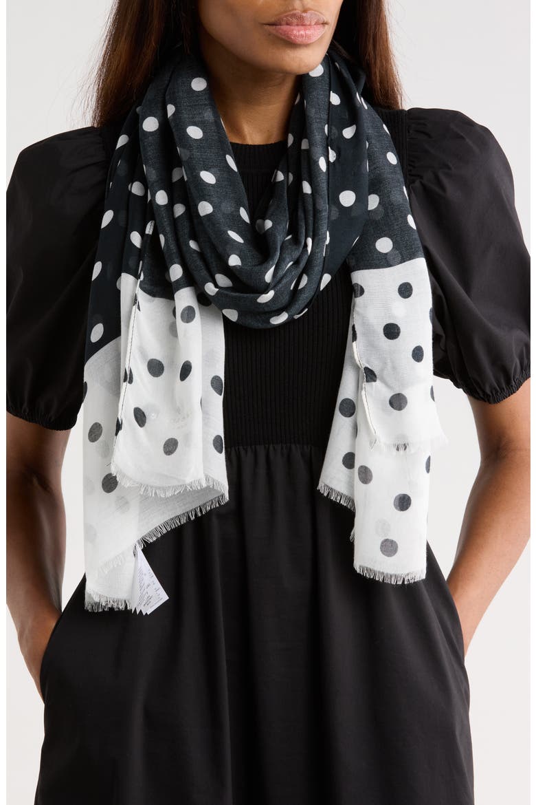 springtime dot oblong scarf, Main, color, 155 CREAM/ BLACK