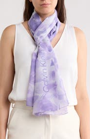 Calvin Klein Faded Floral Chiffon Scarf
