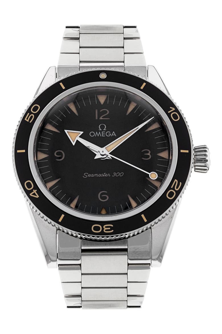 Omega Preowned Seamaster 300 Bracelet Watch, 41mm, Main, color, BLACK/SILVER