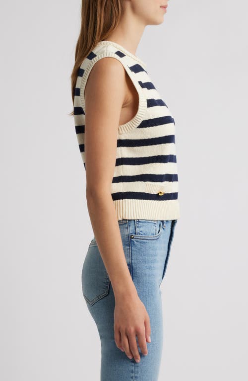 Frame Womens Navy Multi The Harbor Striped Cotton-blend Vest Xs