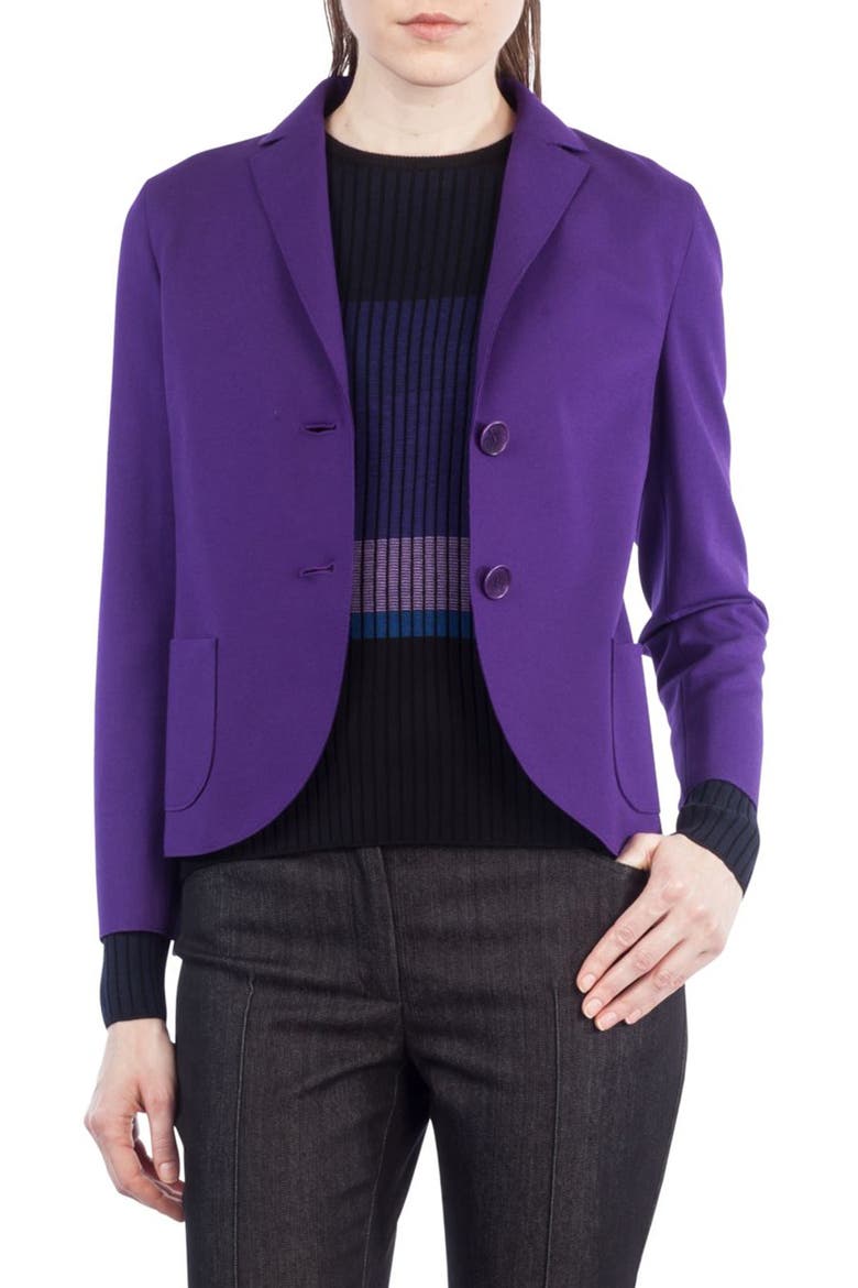 Crop Jersey Blazer, Main, color, INDIGO PURPLE
