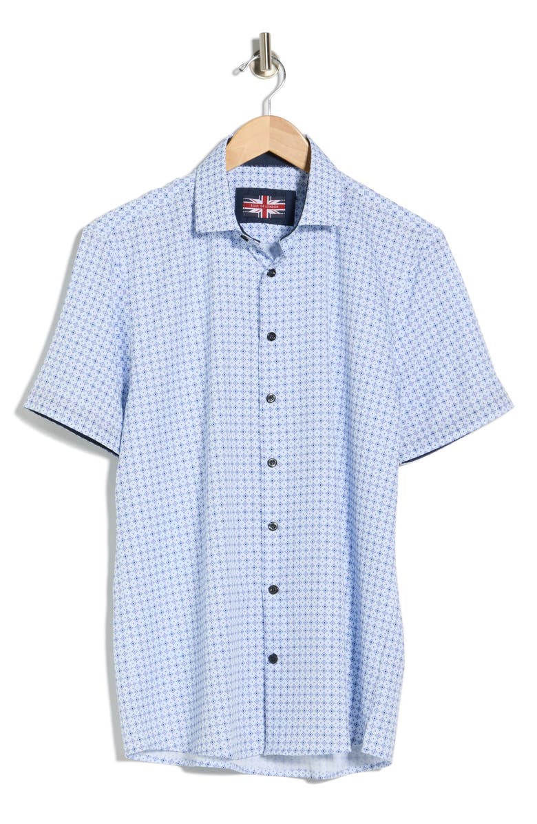 SOUL OF LONDON Short Sleeve Sport Shirt, Main, color, White/ Blue Multi