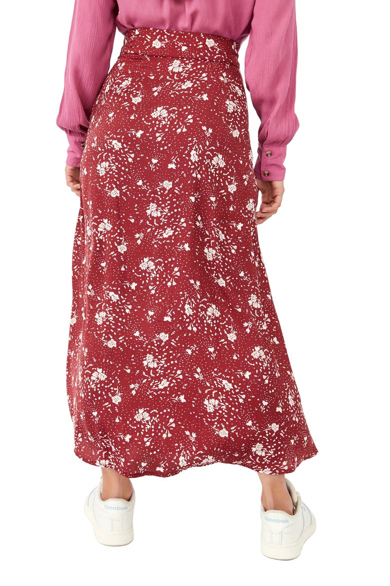 Sammy Floral Button-Up Skirt, Alternate, color, SWEET CRANBERRY