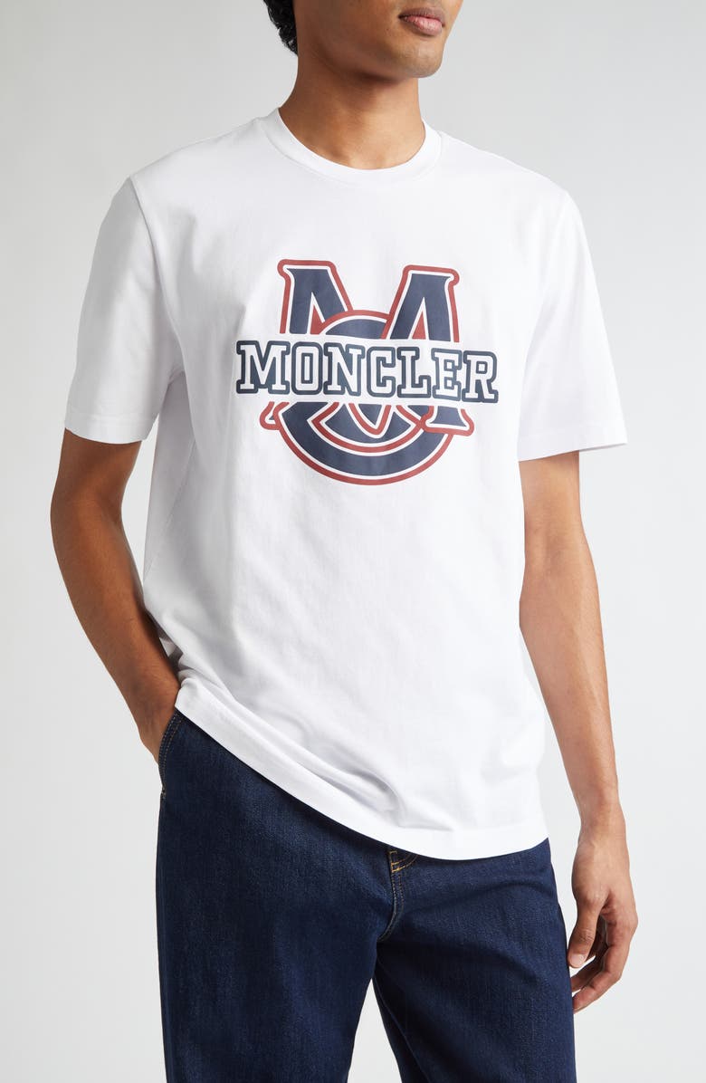 Moncler Logo Graphic T-Shirt, Main, color, White