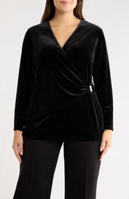 Anne Klein Velvet Faux Wrap Top