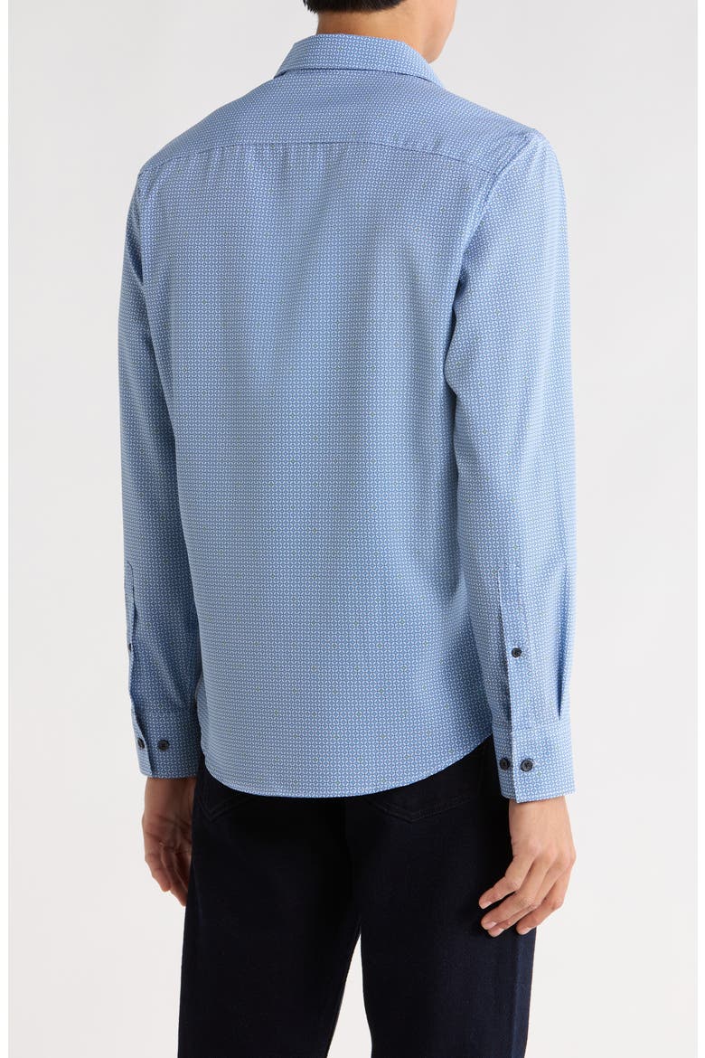 Slim Fit Geometric 4-Way Stretch Button-Up Shirt, Alternate, color, WHITE/ BLUE