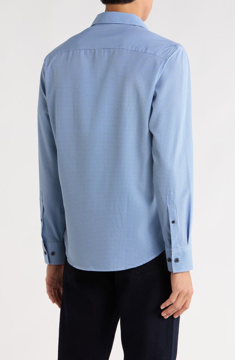 CONSTRUCT Slim Fit Geometric 4-Way Stretch Button-Up Shirt, Alternate, color, White/ Blue