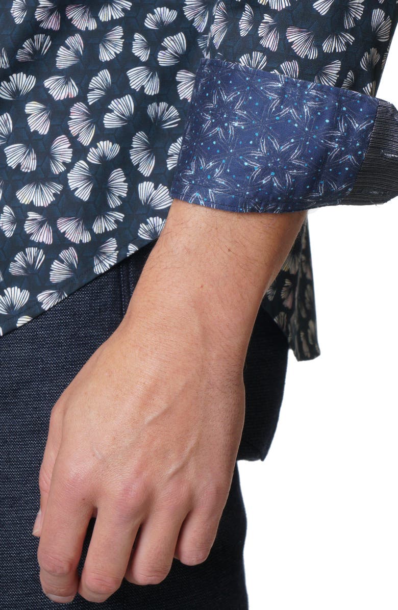 Robert Graham Floral Fan Print Cotton Button-Up Shirt, Alternate, color,