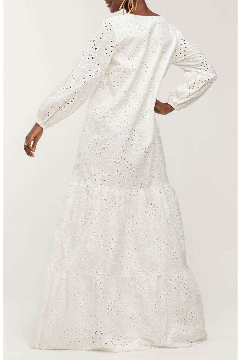 Penda Floral Long Sleeve Eyelet Dress, Alternate, color, WHITE