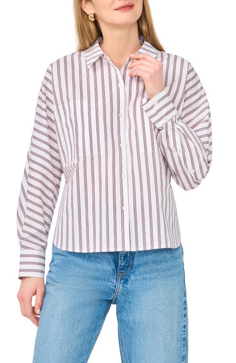Stripe Long Sleeve Button-Up Shirt